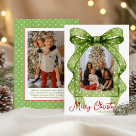 Cartão De Festividades Imagem de Natal do Arco de Bolinhas Verde com Aqua