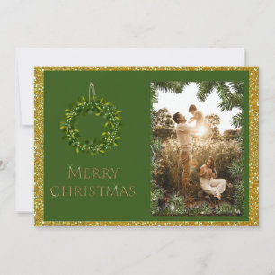 Cartão De Festividades Imagem de Nome Personalizar Foto de Natal Elegante