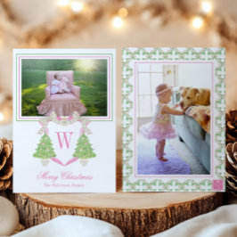 Cartão De Festividades Imagem do Monograma da Árvore de Natal em Aquarela