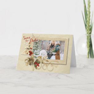 Cartão De Festividades Imagem Dourada de Natal Elegante Salvar a Data