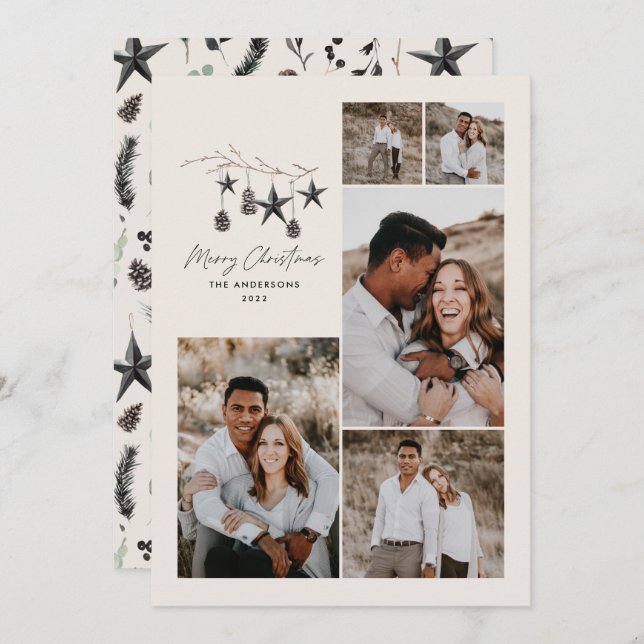 Cartão De Festividades Imagem elegante cremomoderna, foto de Natal (Frente/Verso)