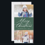 Cartão De Festividades Imagem Elegante de Caligrafia Feliz Natal 2 Foto<br><div class="desc">Este na moda e Cartões de foto de Natal moderno apresenta um elegante roteiro de caligrafia moderno com duas de suas fotos. O reverso tem um padrão de neve em vermelho. Visite o compro para ver mais cartões de natal na moda e elegantes como este!</div>