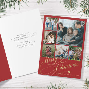 Cartão De Festividades Imagem elegante do Feliz Natal 6 Colagem fotográfi