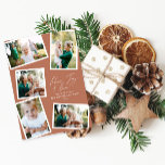 Cartão De Festividades Imagem elegante multifoto, terracota<br><div class="desc">O moderno mínimo na moda multifoto da família home decor elegante script texto de paz,  alegria e amor Cartão de Natal de Férias,  aniversário ideal. A cor do terracotta moderno pode ser alterada.</div>
