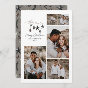 Cartão De Festividades Imagem elegante preta, multifoto de Natal