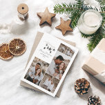 Cartão De Festividades Imagem elegante preta, multifoto de Natal<br><div class="desc">Preto,  moderno e elegante cor-de-água russa bege natural Cores contemporâneos escandinavos bege,  preto e branco,  cartão de Natal com fotos múltiplas,  preto e branco.</div>