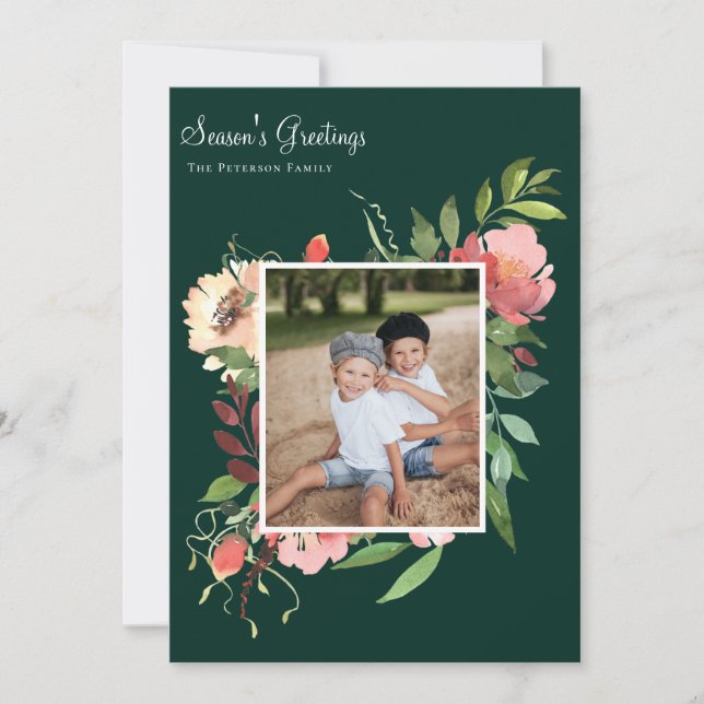 Cartão De Festividades Imagem Floral Botânica de Aquarela Elegante (Frente)