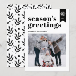 Cartão De Festividades Imagem Negra Foto de Saudações de Snowflake Season