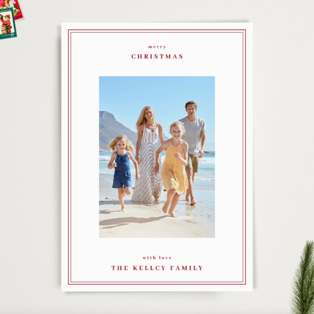 Cartão De Festividades Imagens Simples do Berry de Natal Vermelho Elegant (Criador carregado)