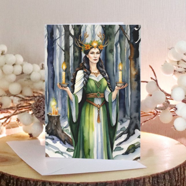Cartão De Festividades Imbolc Deusa Candlemas Floresta Celta Wiccan (Imbolc Goddess Candlemas Forest Celtic Wiccan Holiday Card)