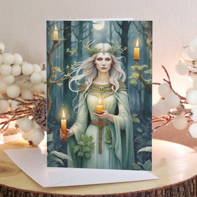 Cartão De Festividades Imbolc Deusa Candlemas Floresta Celta Wiccan (Imbolc Goddess Candlemas Forest Celtic Wiccan Holiday Card)