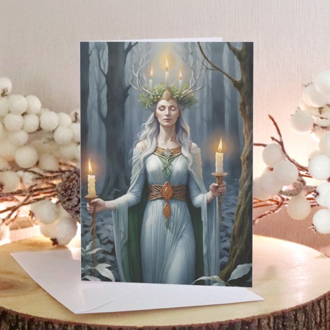 Cartão De Festividades Imbolc Deusa Candlemas Floresta Celta Wiccan (Imbolc Goddess Candlemas Forest Celtic Wiccan Holiday Card)