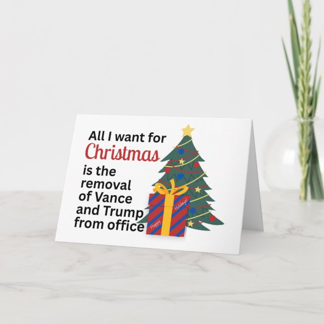 Cartão De Festividades Impeach Remove Vance for Christmas Anti-Trump Gift (Frente)