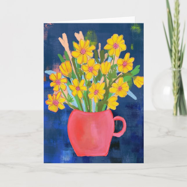 Cartão De Festividades Impressão da Flor (Frente)