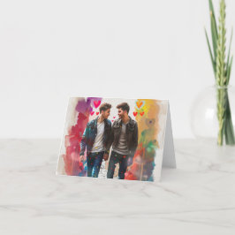 Cartão De Festividades Impressão Digital Dia dos Namorados Dois Meninos 