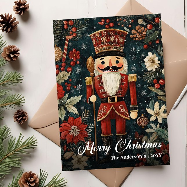 Cartão De Festividades Imprimível nostálgico quebra-nozes de Natal radian (Radiant nostalgic Christmas nutcracker printable Holiday Card)