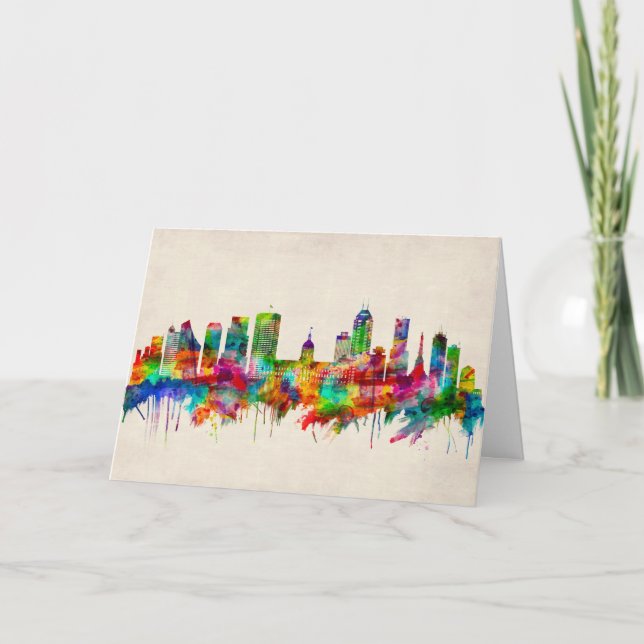 Cartão De Festividades Indianapolis Indiana Skyline (Frente)