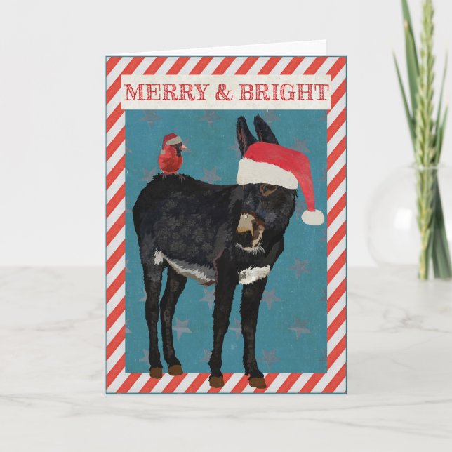 Cartão De Festividades INDIGO DONKEY & BIRD Christmas CARD (Frente)