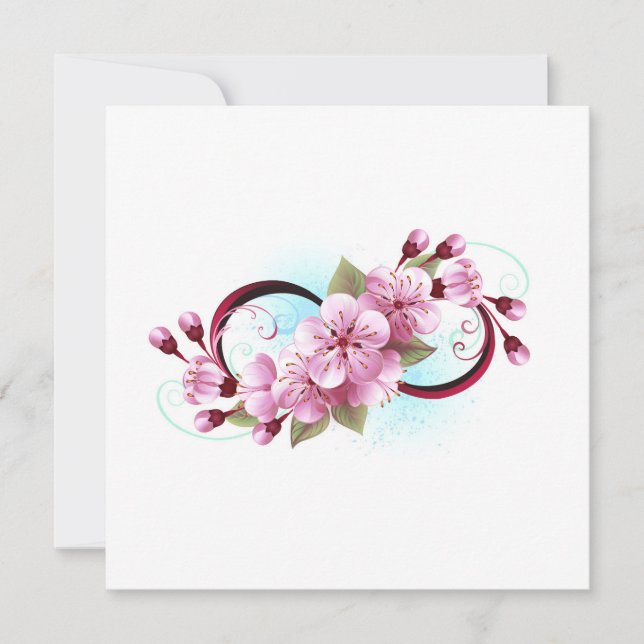 Cartão De Festividades Infinidade com Flores de Flor Sakura (Frente)