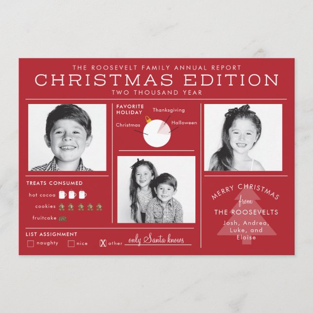 Cartão De Festividades Infográfico de Carta de Natal Divertida de Natal (Frente)