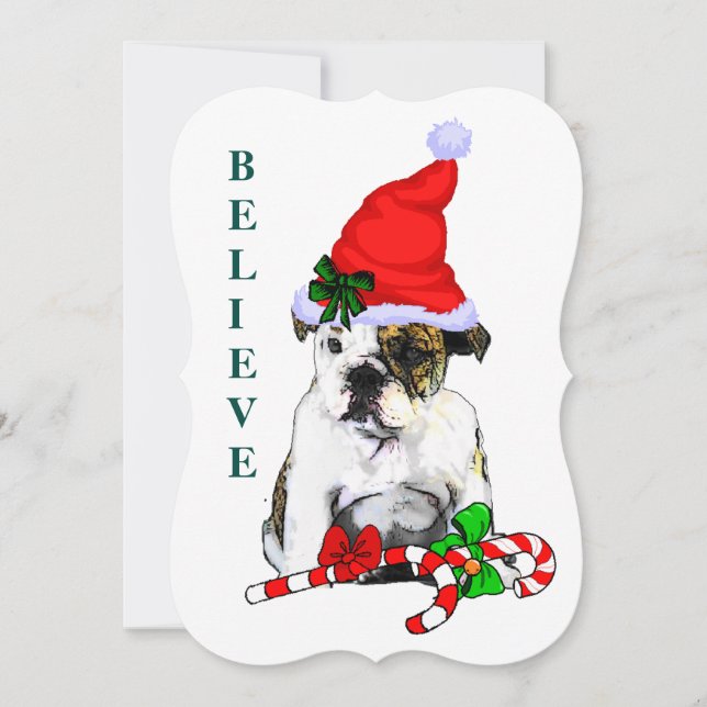 Cartão De Festividades Inglês Buldogue Christmas (Frente)