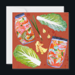 Cartão De Festividades Ingredientes de Kimchi Fermentação Picante Aquarel<br><div class="desc">Confira essa arte de fermentação super legal, fresca e divertida. Ingredientes de kimchi voam ao redor neste cartão fofo. Adicione seu próprio texto personalizado no verso Pintado à mão em aquarela por mim para você! E não deixe de verificar minha loja para mais produtos e designs! E claro, entre em...</div>