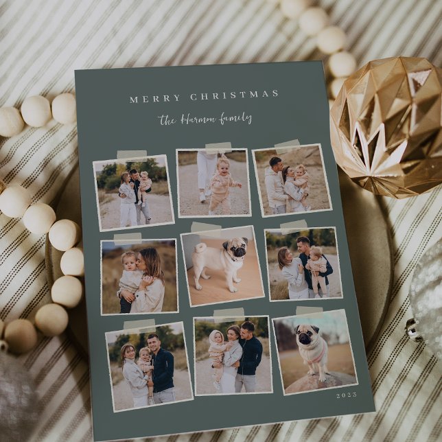 Cartão De Festividades Instantâneo | 9 Natal para Colagem de Fotografias (Criador carregado)