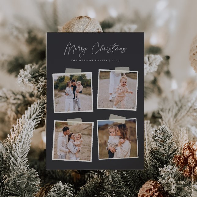 Cartão De Festividades Instantâneo | Feliz Natal 4 Foto (Criador carregado)
