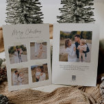 Cartão De Festividades Instantâneo | Feliz Natal 5 Foto<br><div class="desc">Adicione elegância casual aos seus cartões de natal com estas belas cartas desenhadas para acomodar quatro fotos quadradas. As fitas emprestam uma sensação legal de instantâneo a este design simples e elegante (nota: a fita é uma imagem impressa, e não um adesivo real afixado no produto). "Feliz Natal" aparece em...</div>