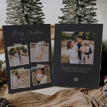 Cartão De Festividades Instantâneo | Feliz Natal 5 Foto<br><div class="desc">Adicione elegância casual aos seus cartões de natal com estas belas cartas desenhadas para acomodar quatro fotos quadradas. As fitas emprestam uma sensação legal de instantâneo a este design simples e elegante (nota: a fita é uma imagem impressa, e não um adesivo real afixado no produto). "Feliz Natal" aparece em...</div>