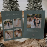 Cartão De Festividades Instantâneo | Feliz Natal 5 Foto<br><div class="desc">Adicione elegância casual aos seus cartões de natal com estas belas cartas desenhadas para acomodar quatro fotos quadradas. As fitas emprestam uma sensação legal de instantâneo a este design simples e elegante (nota: a fita é uma imagem impressa, e não um adesivo real afixado no produto). "Feliz Natal" aparece em...</div>