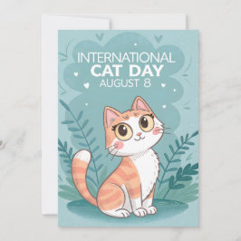 Cartão De Festividades International Cat Day Cute Whimsical Cat Art