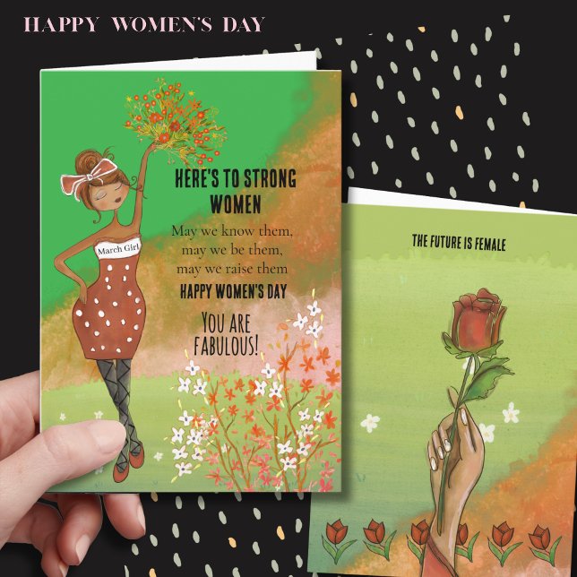 Cartão De Festividades International WOMEN'S DAY Strong Women Quote Card (WOMENS DAY Funky March Girl Strong Women Card (2))