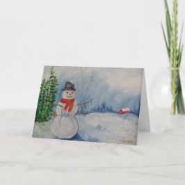 Cartão De Festividades Inverno do boneco de neve