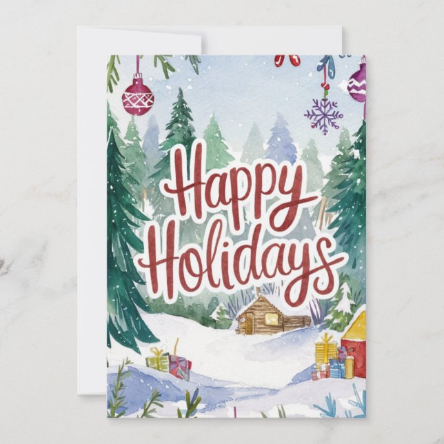 Cartão De Festividades Inverno feliz encantado com mística (Frente)