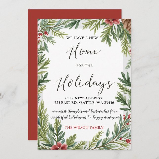 Cartão De Festividades Inverno Foliage Novo Movimento de Feriado Doméstic (Frente/Verso)