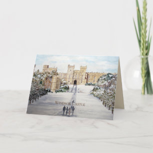 Cartão De Festividades Inverno na pintura de paisagem do Castelo de Winds