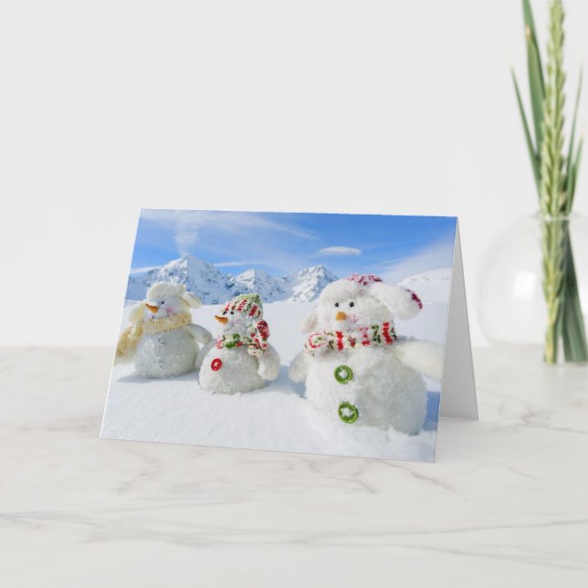 Cartão De Festividades Inverno, Neve, Sol E Diversão, Natal (Frente)