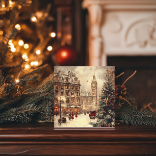Cartão De Festividades Inverno Nostálgico no Natal de Londres