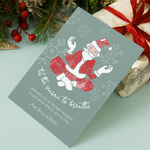 Cartão De Festividades Ioga Festivo Papai Noel Temporada para Respirar