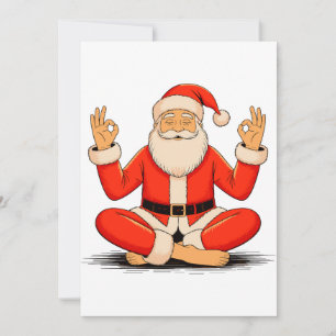Cartão De Festividades Ioga Papai Noel Namaste Meditação Natal Feriado