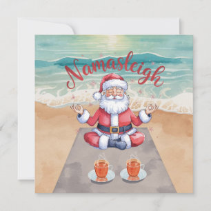 Cartão De Festividades Ioga santa zen antes das dez à beira-mar 