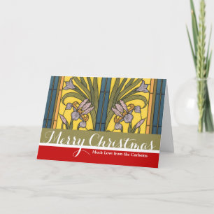 Cartão De Festividades Iris Flower Art Nouveau Padrão De Vidro Mantido