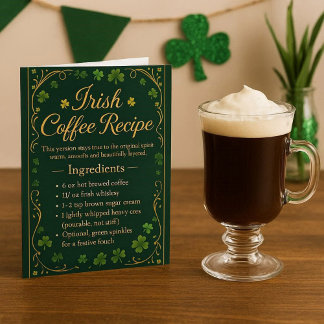 Cartão De Festividades Irish Coffee Recipe Holiday Greeting Card