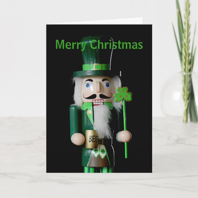 Cartão De Festividades Irish Nutcracker w Mensagem Personalizada (Frente)