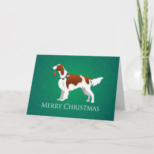 Cartão De Festividades Irish Red and White Setter Merry Christmas Design