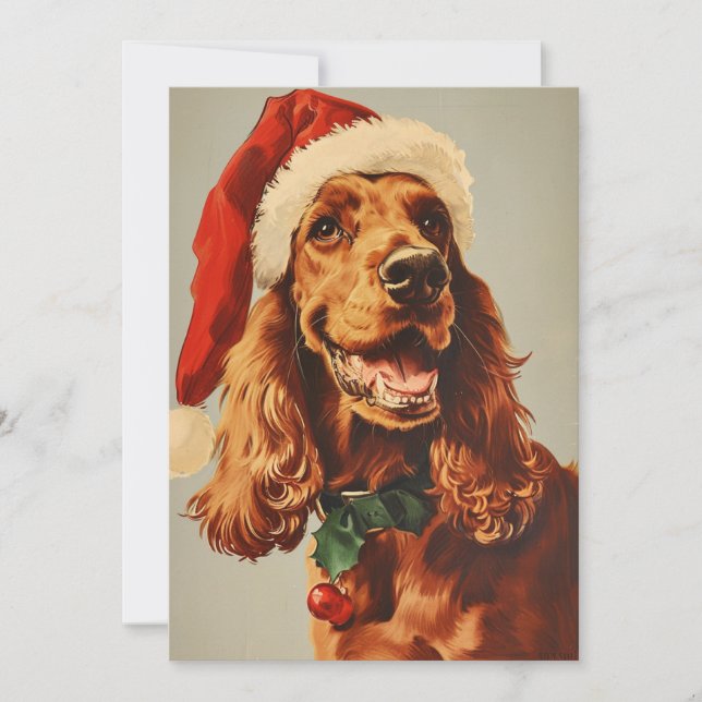 Cartão De Festividades Irish Setter Christmas (Frente)
