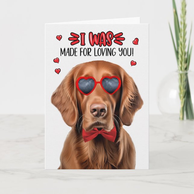 Cartão De Festividades Irish Setter Dog Feita Por Te Amar Namorados (Frente)
