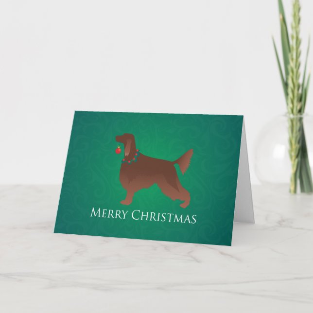 Cartão De Festividades Irish Setter Dog Merry Christmas Design (Frente)