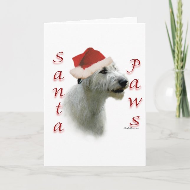 Cartão De Festividades Irish Wolfhound Santa Paws (Frente)